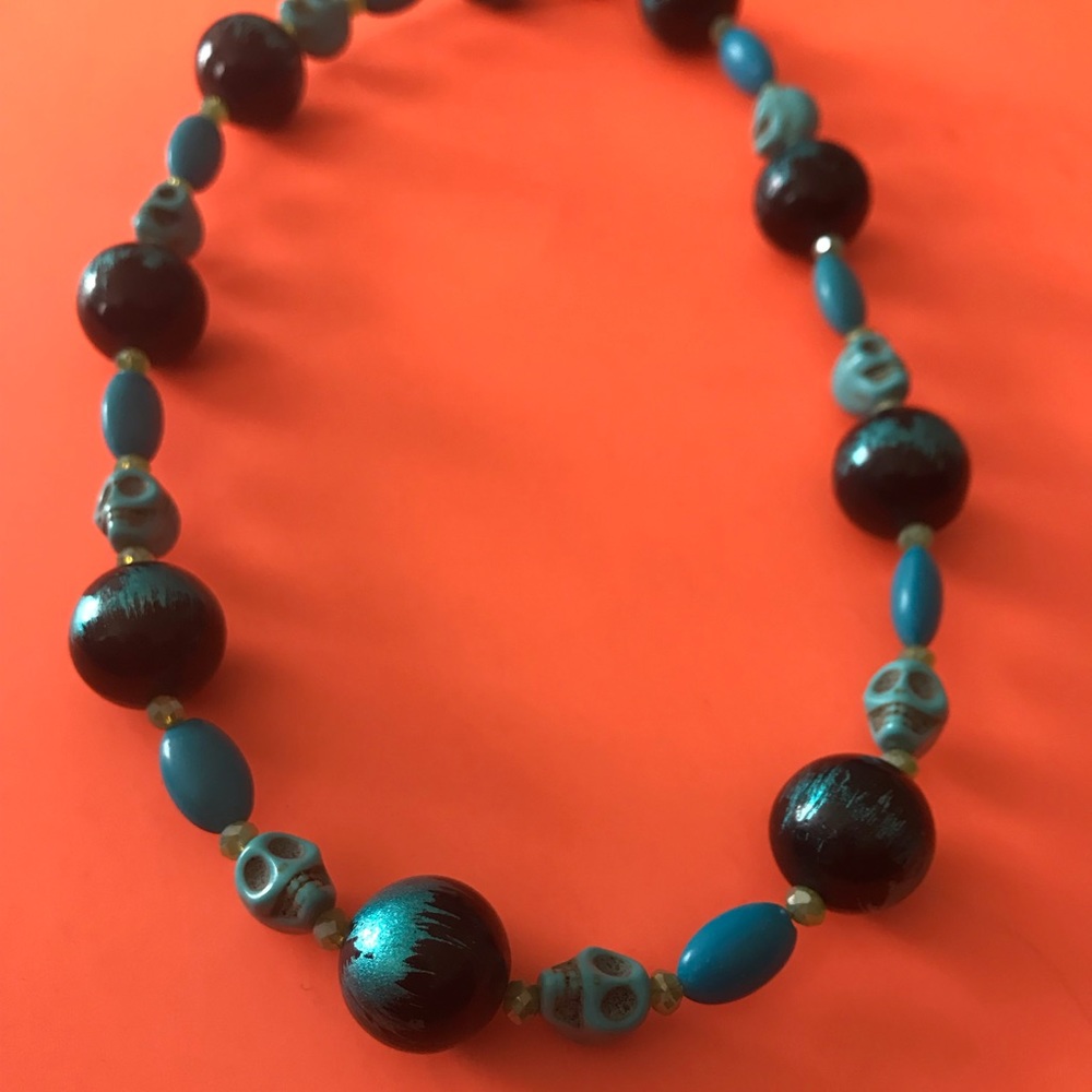 Blue skull necklace